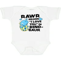 Inktastic Rawr znači da te volim u Dinosaurus Valentine Dawy Baby Boy ili Baby Girl Bodysuit