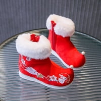 Kali_store djevojke cipele djevojke modne zimske tople čizme snijega srednje telesne borbene čizme crvene