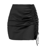 Umfun ženska haljina u boji visoke struk seksi hip suknje bore na distribuciji crnka suknje crna s
