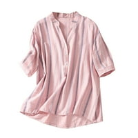 Žene Slatke grafičke trake rupne ljetne vrhove Okrugli vrat tiskani bluza za bluzu posteljina majica