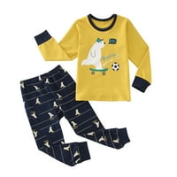 SNGXGN Little Pajamas pamuk mekani PJS dugme za spavanje s dugim rukavima dolje PJ set Baby pidžama, žuta, veličine 130