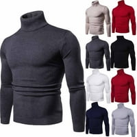 Muški tanki fit turtleneck džemper casual pleteni pulover pulone pulone, svijetle osnovne osnovne vrhove