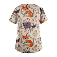 Ženske vrhove kratkih rukava casual bluza Grafički otisci Žene modne posade Thirts Khaki M