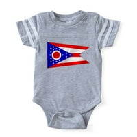 Cafepress - Zastava Ohio - Slatka novorođenčad bebi fudbalski bodysuit