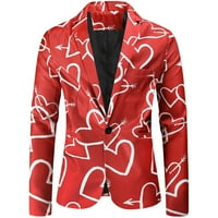 Yubnlvae kaputi za muškarce muške modne ležerne kopče rever ispisane jakne za jedno-odijelo mrzeri crveno