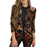 Ugodan stilski svestrani blazer Qwang Plus Veličina šipka sa džepovima, ženska jakna za blejzer cvjetni
