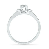 Sterling srebrni okrugli bijeli dijamantni modni prsten