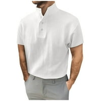 Muški majice proljeće jesenski gumb okrugli vrat čvrsta boja bluza s kratkim rukavima majica za dno