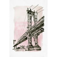 Stellar Design Studio Crni moderni uokvireni muzej Art Print pod nazivom - New York Bridge II