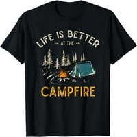 Ženski vrhovi Život je bolji u majicama kamp vatre za poklon posade za zabave za zabavu TEE