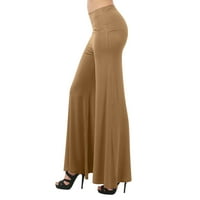 Ylioge Womens Izlazi kroz punu dužinu hlače visoki struk jesenski čvrsti boja pantalone elastični struk