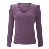 SNGXGN ženska kukičana pokriva džemper gornji pulover džemper tunik vrhovi džemperi za žene, ljubičaste,