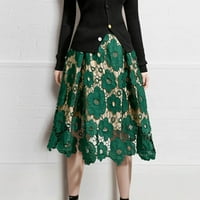 Suknje za žene Trendy elastični visoki struk cvjetni čipke Flowy A-line Flared Midi suknje Elegantne