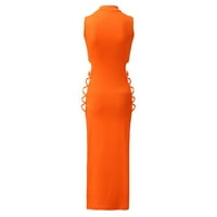 Yubnlvae aldult haljina Ženska okrugla vrat Ljeto od pune rukavice bez rukava, haljina naranče naranče