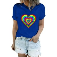 Ženski proljetni vrhovi Ljeto šareno srce od tiskane grafičke majice labava bluza s kratkim rukavima