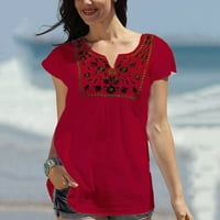 Ženska modna casual kratkih rukava V-izrez cvjetni vrhovi tiskane majice bluza