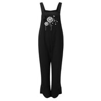 Miayilima Black XL Jumpsuits za žene Ljeto Žene Ukupno dugme Dugava Pamučna posteljina Ležerne prilike