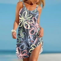 Ženska casual boho elastična traka nagnuta tanka haljina za čišćenje plaže na plaži Cvjetni ispisani