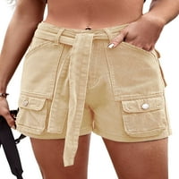 Sanviglor Dame Teretne kratke hlače Čvrste boje vruće hlače Multi-džepovi Mini pant s običnim dna plaža