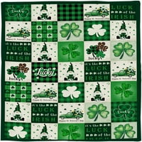 Newhomestyle St. Patrick's Day Shamrock Super Soft Flannel Fleece babe pokrivače Lucky Clover Gnome