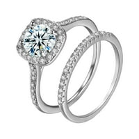Miyuaadkai prstenovi prsten za vjenčanje nakit bijeli prstenovi veličine dvije žene srebrne rinestone
