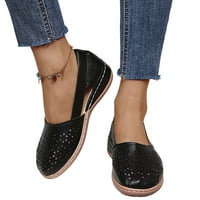 Lacyhop ravne sandale za žene izdužene casual cipele udobne pješačke vožnje biciklima Crna veličina
