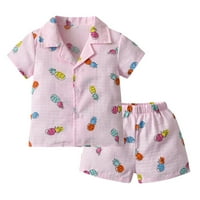 Toddler Baby Girls Proljeće Ljeto Plaid Pamuk Sleep Badžamas Kratki rukav Odjeća Dječja odjeća Dječja