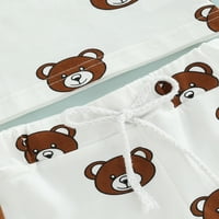 Seyurigaoka Dojenčad za djecu ljetna odjeća, crtani medvjed printski bez rukava od kratkih vrata + elastične