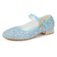 Daeful Girl Haljine cipele okrugle prste princeze cipele Chunky Block Mary Jane Party Prozračna lagana kamena sandala za pete plave 2,5Y
