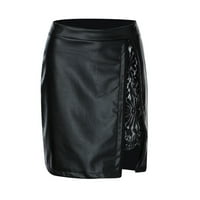 Ženska suknja Modna ženska mini Slama suknje Zip Dame Slim Kratki čipke Suknje Mini kožne suknje crne