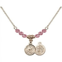 Ogrlica s pozlaćenom na Hamilton sa ružičastog oktobra mjeseca rođenja kamena perle i sveti sebastijski