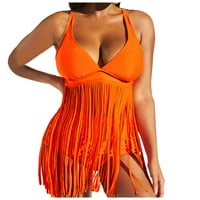 Bikini Womens Sexy Split High Squik Karakteristika u boji s grudnjakom kupaćim kostima naranče