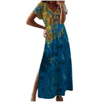 CLLIOS Ženska ljetna haljina Print Maxi Hawer Havajska haljina Havajska haljina Crew Neck Elegantna