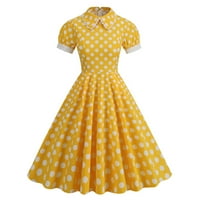 Ljetne haljine za žene kratki rukav čvrsta boja polka točka haljina okrugla vrat midi fit i flare y2k