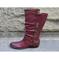 Žene Udobne čizme za jahanje Hodanje Neklizajuće zimske cipele visoke čizme crvene 7