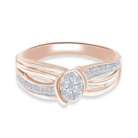 Carat Okrugli oblik Prirodni bijeli dijamantni prsten za žene za žene u 14K ruži pozlaćeno srebrno srebro