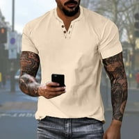 Muške majice Ležerne prilike Henleyji košulja Solidna boja kratkih rukava Summer Casual Labave majice