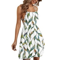 Mini haljine za žene Ljeto Žene Casure Flutter bez rukava bez rukava s elastičnom strukom Stried Midi