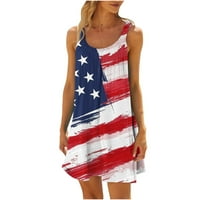 Hvyesh Ljetne haljine za žene Ležerne prilike patriotske duge haljine Američka zastava Grafički okrugli