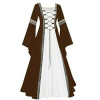 Finelylove Vintage mamusne haljine Maxi haljine za žene Ljeto A-line Dužina dužine dugih rukava Chaki