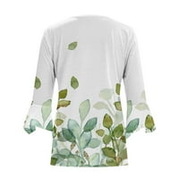 Zunfeo Cardigan za žensko čišćenje - V-izrez Novi dolazak labavi fit ruffles ispisane majice zeleni
