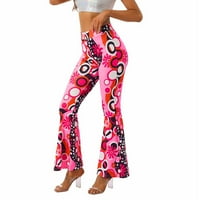Airpow Cleance lared pantalone Žene Ležerne duge hlače High Sheik Ljeto tiskane hlače Hot Pink 3xl