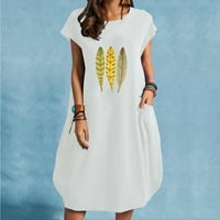 Ljetne casual haljine za žene u odjeći tekuće fit & flare haljina bijela 2xl