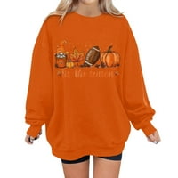 Dukseri za Noć vještica Ženska ležerne dukseve Halloween Print Dugi rukavi Dukseri O-izrez Duks pulover narančaste s