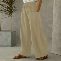 Ženske Y2K hlače modne labave čvrste velike džepove casual široke hlače za noge za žene