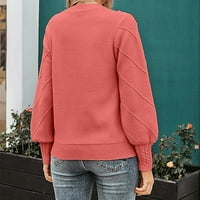Tuphregyow Ženski okrugli vrat prevelizirani pleteni pulover Čvrsto trendi lagani labavi ležerni vrhovi