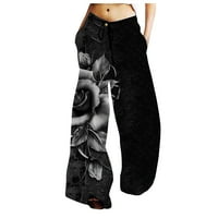 Tking modne ženske hlače moda retro casual labava punjača širine noge sa džepovima sa džepovima hlače
