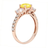 2.02ct okrugli rez žuta simulirana dijamant 18k 18k Gold Gold Gold Angažovanje kamena prstena veličine