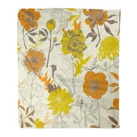 Flannel baca bodet cvjeta žuta vintage prilično cvjetni uzorak ptica Clot cvijet meka za kauč na kauču
