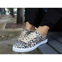 Zodanni Ženski stanovi čipke ubrzave cipele Comfort Canvas tenisice dame hodanje ženske modne karirane tenisice bijeli leopard tisak 9